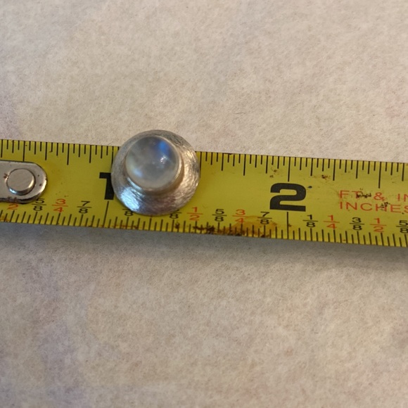 Sterling silver & blue moonstone stud earrings. Brushed finish on the sterling. - Picture 5 of 5